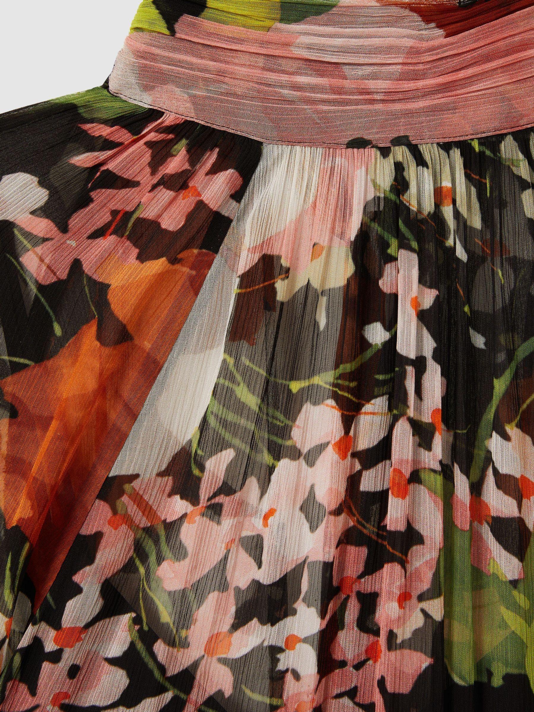 Florere Multi Tiered Tie Neck Midi Dress in Multi Product Image