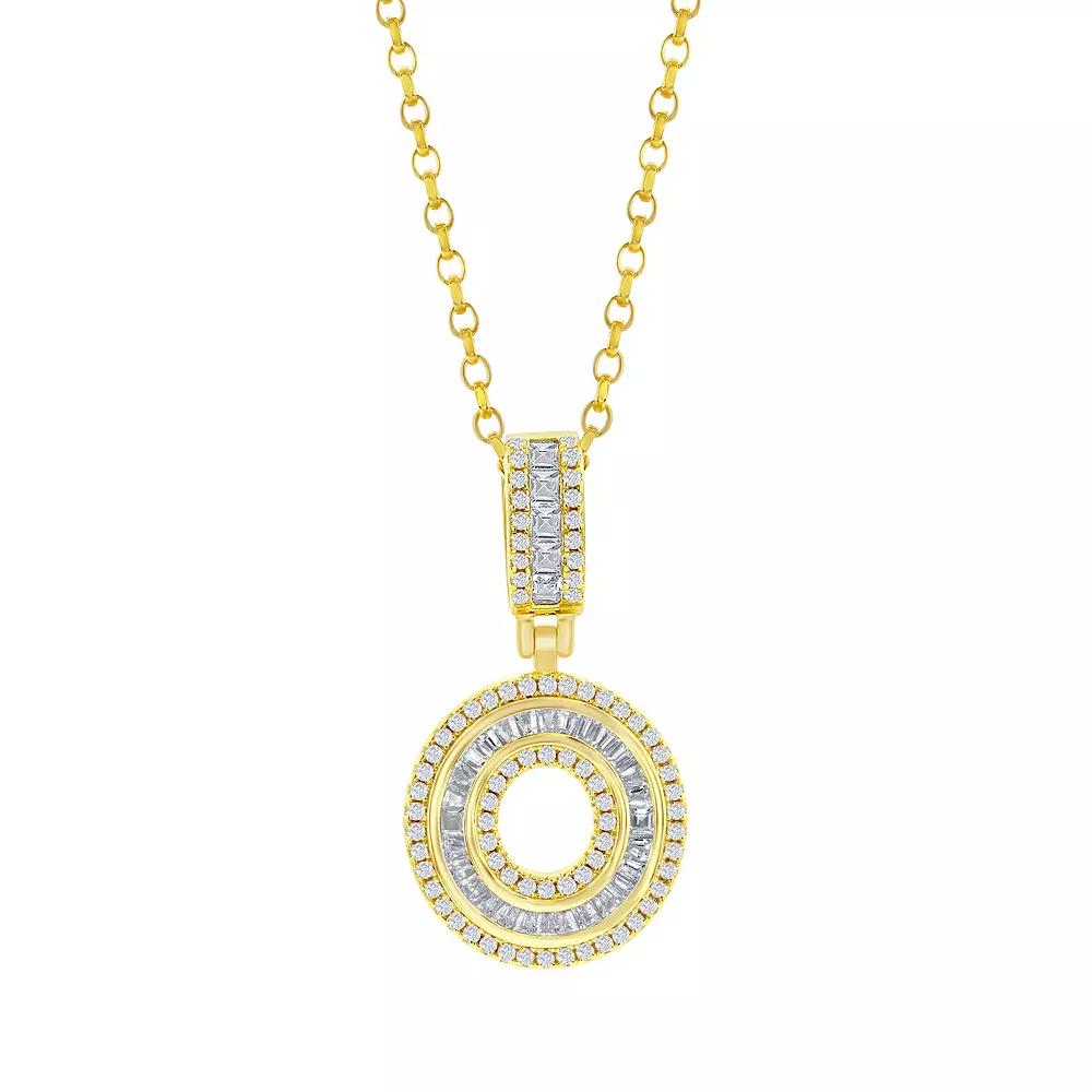 Argento Bella Sterling Silver Cubic Zirconia Initial Pendant Necklace, Women's, Size: 18", Gold Tone C Product Image