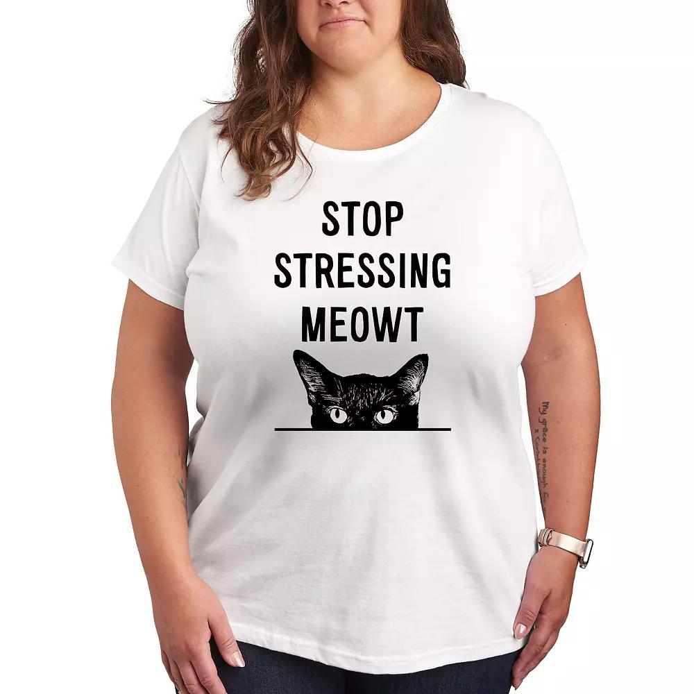 Plus Stop Stressing Meowt Graphic Tee, Women's,  Product Image