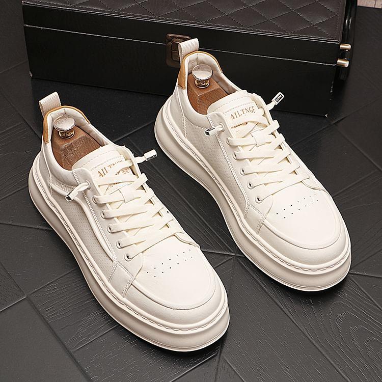 Lettering Lace-Up Platform Sneakers Product Image