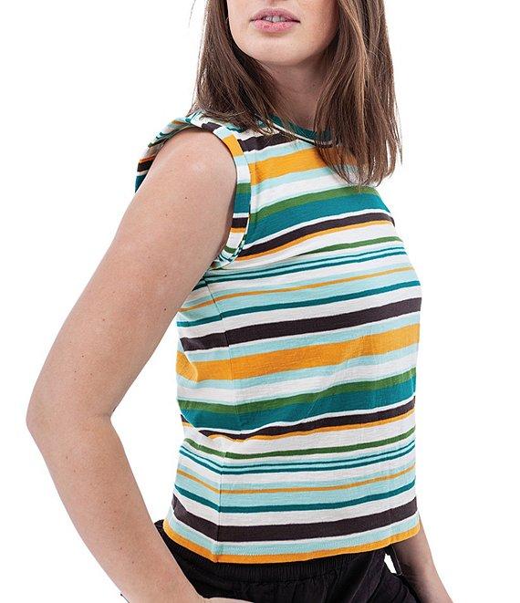 Aventura Summerville Stripe Organic Cotton Knit Crew Neck Rolled Sleeves Tank Top Product Image
