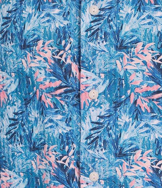 Cremieux Blue Label Tropical Leaf Pattern Seersucker Short Sleeve Coatfront Shirt Product Image