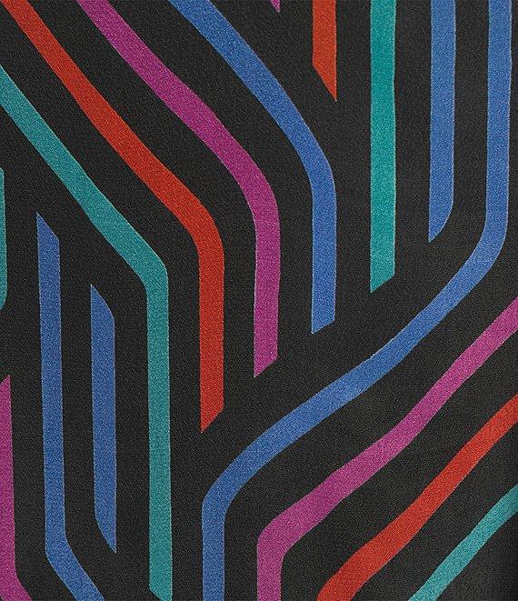 APNY Woven Geometric Print V-Neck Long Sleeve Blouse Product Image