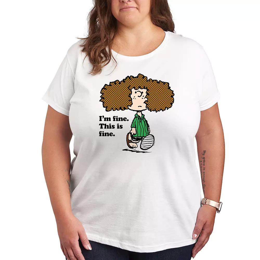 Plus Peanuts Patty I'm Fine Graphic Tee, Women's, Size: 2XL, White Product Image