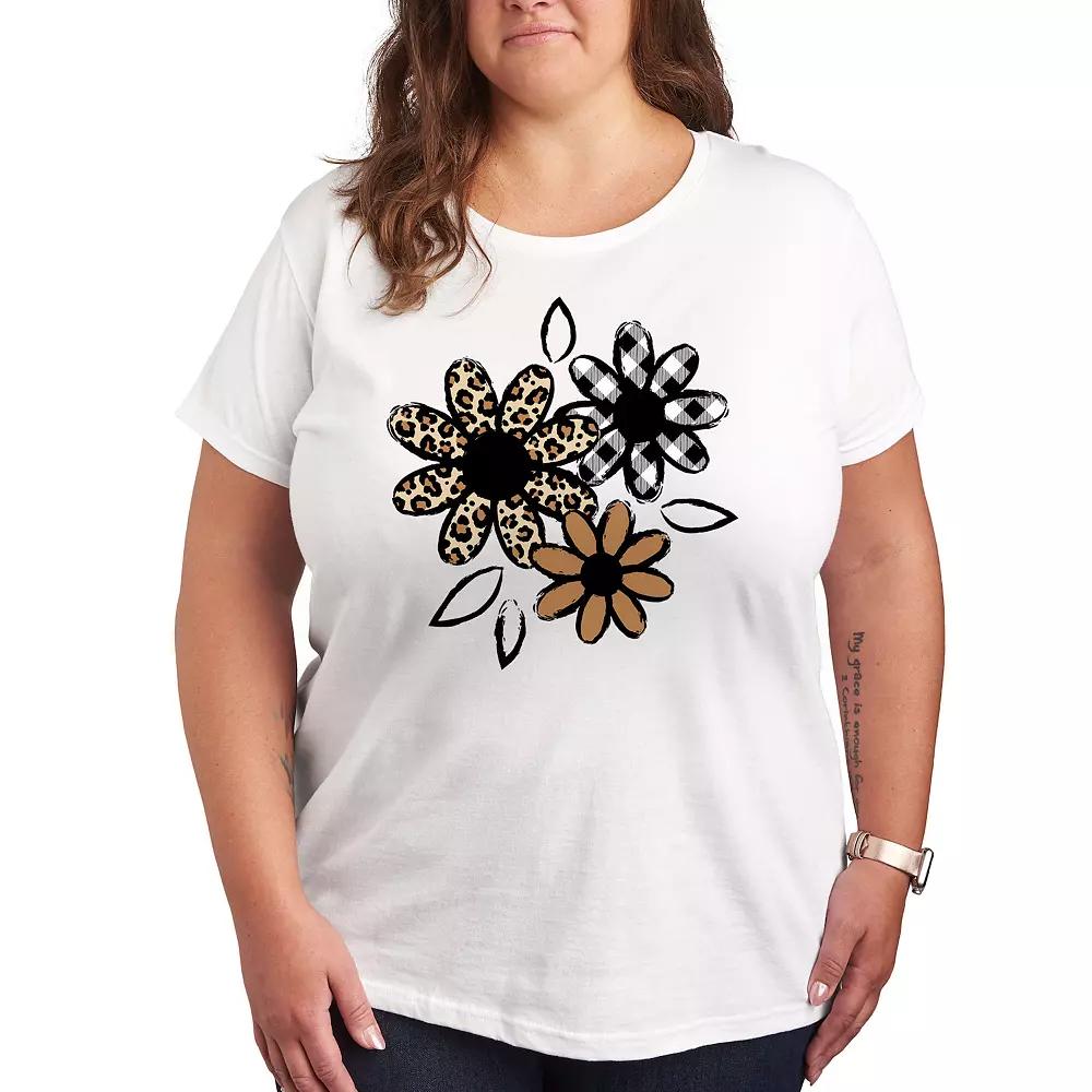 Plus Patterned Flowers Graphic Tee, Women's,  Product Image