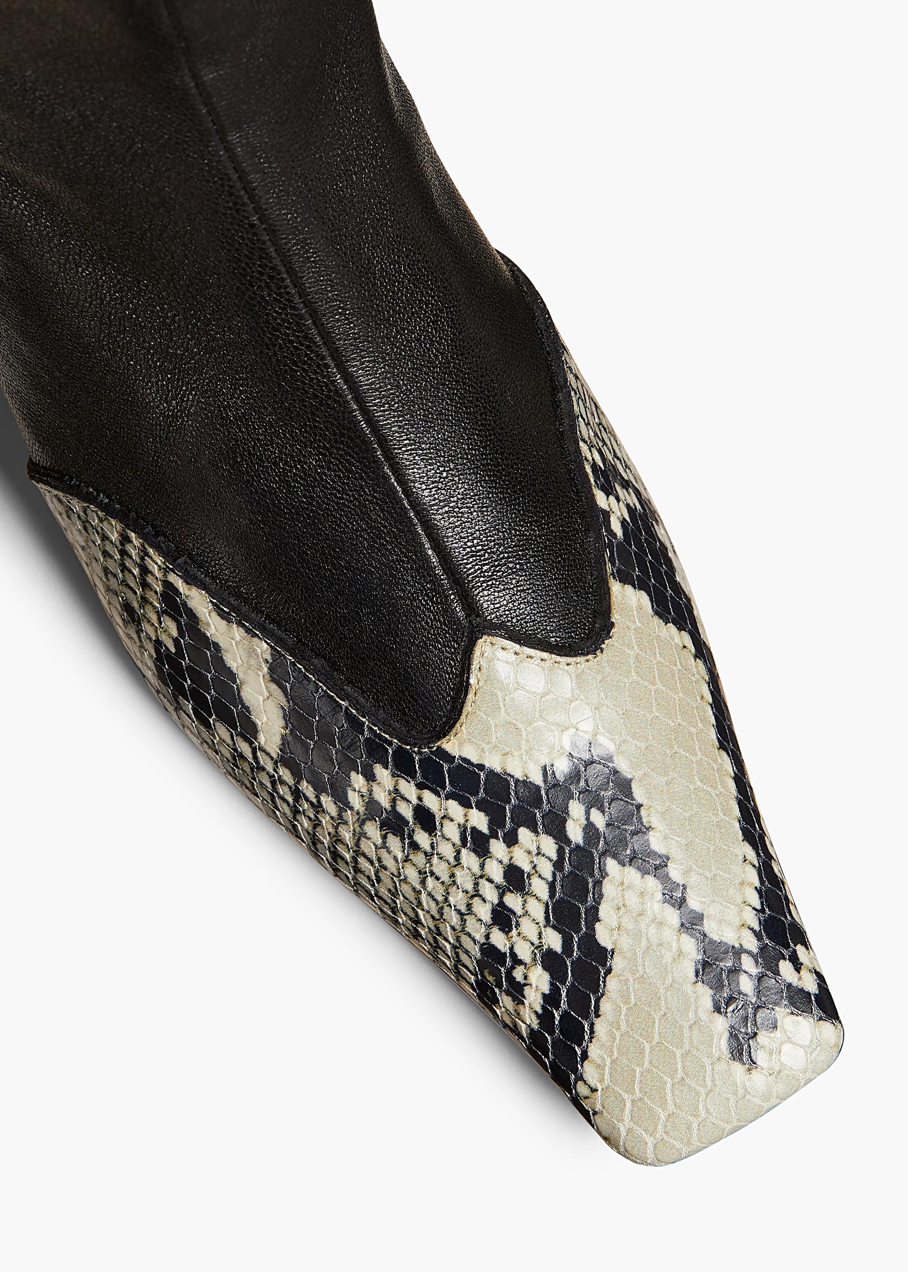 Nevada Stretch Low Boot in Black with Natural Python-Embossed Leather Product Image