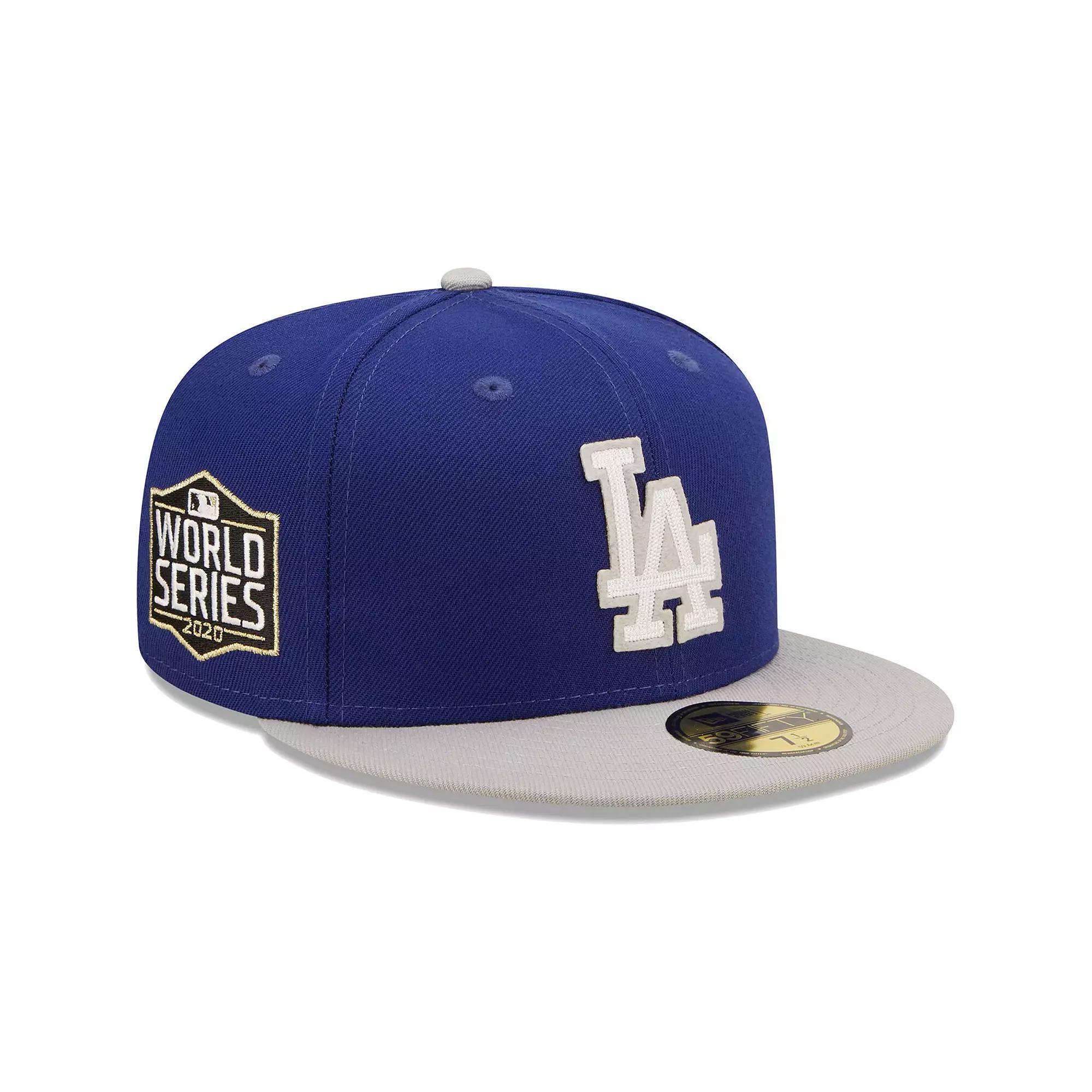 Men's New Era Royal/Gray Los Angeles Dodgers 2020 World Series Champions Letterman 59FIFTY Fitted Hat,  Product Image