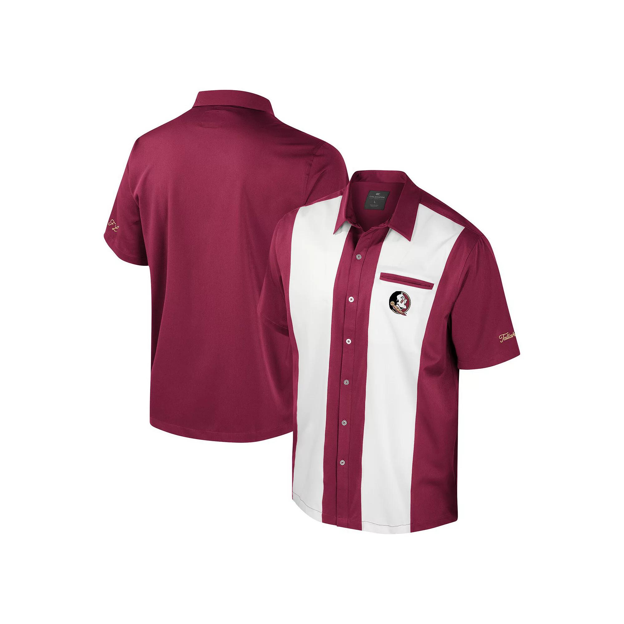 Men's Colosseum Garnet Florida State Seminoles Strike Bowling Button-Up Shirt,  Product Image