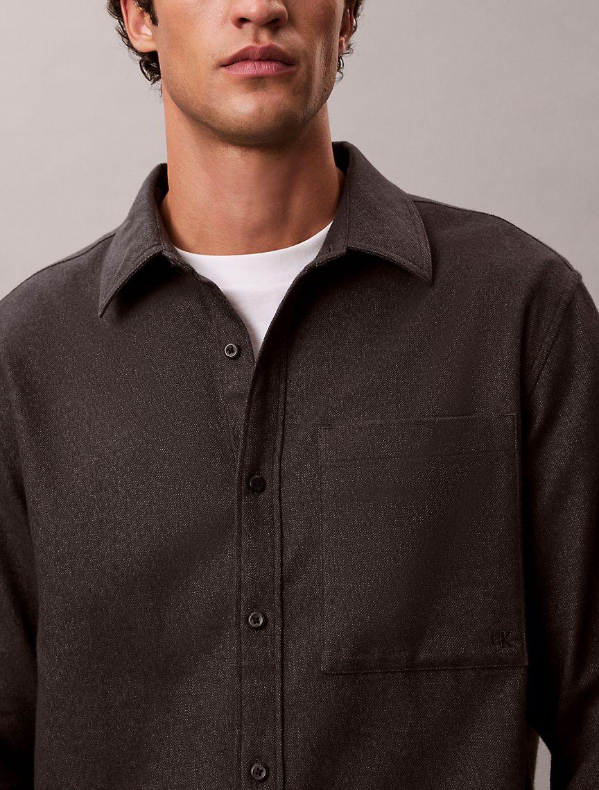 Melange Flannel Relaxed Button-Down Shirt Product Image