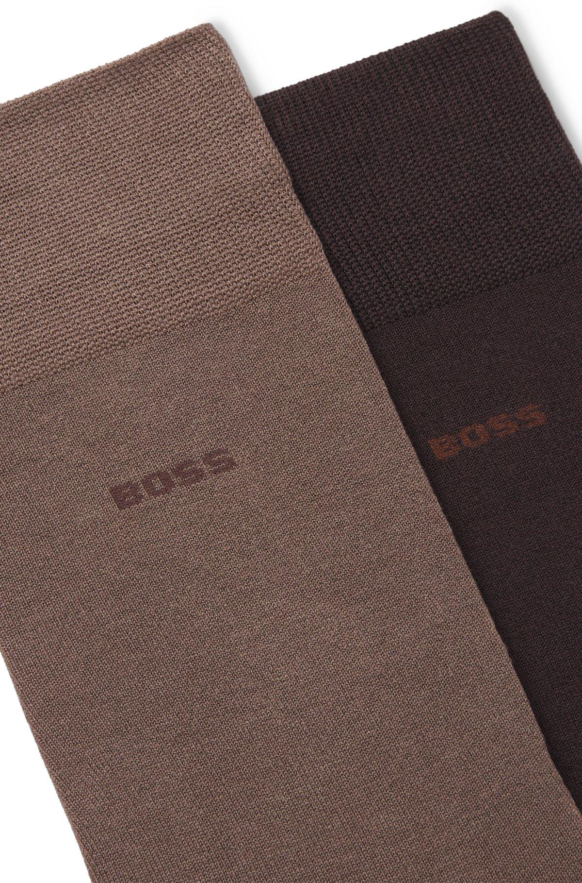 BOSS - Two-pack of regular-length socks in a mercerized-cotton - Dark Brown Product Image