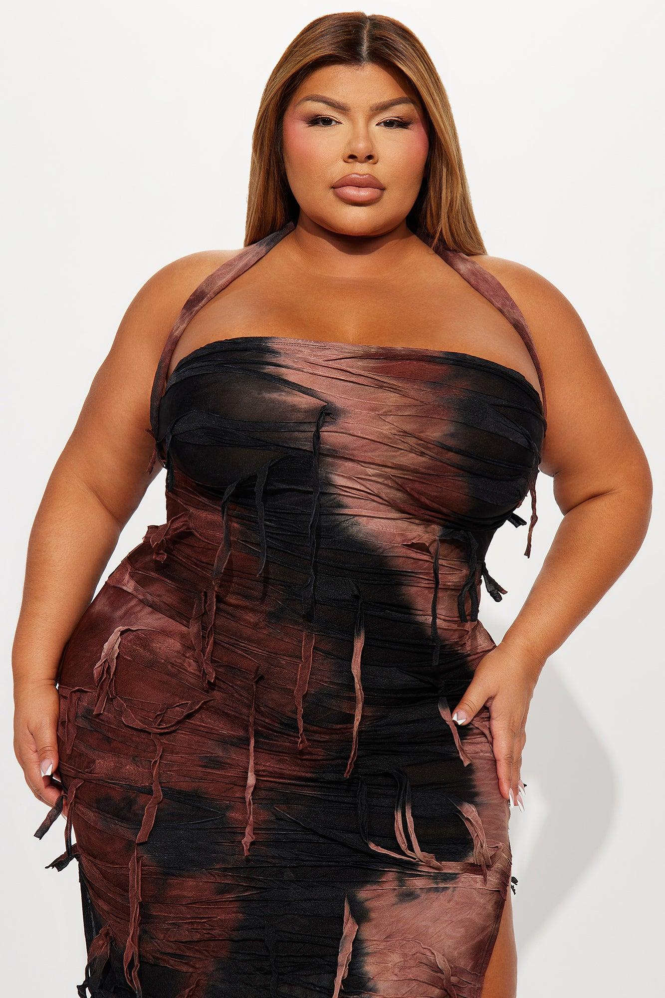 Dessiah Distressed Maxi Dress - Brown/combo Product Image