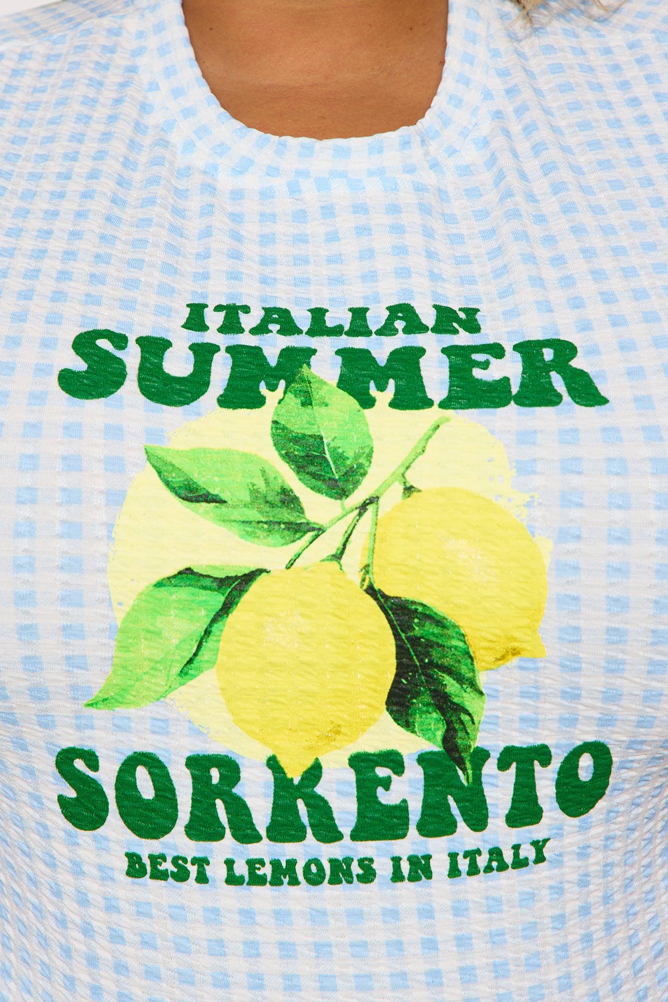 Sundays Fresh Lemons Tube Top - Light Blue Product Image