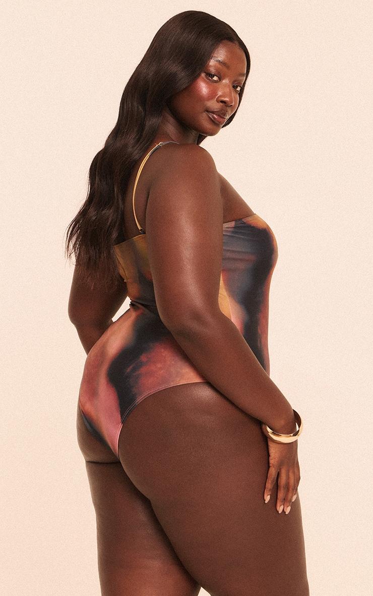 Plus Multi Blurred Print Bandeau Swimsuit Product Image