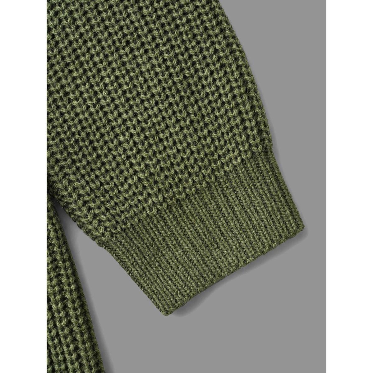 Plus Size Floral Motifs V-Neck Pockets Knit Cardigan Moss Women Casual Loose Long Sleeve Everyday Cardigans BloomChic 28/5X Product Image