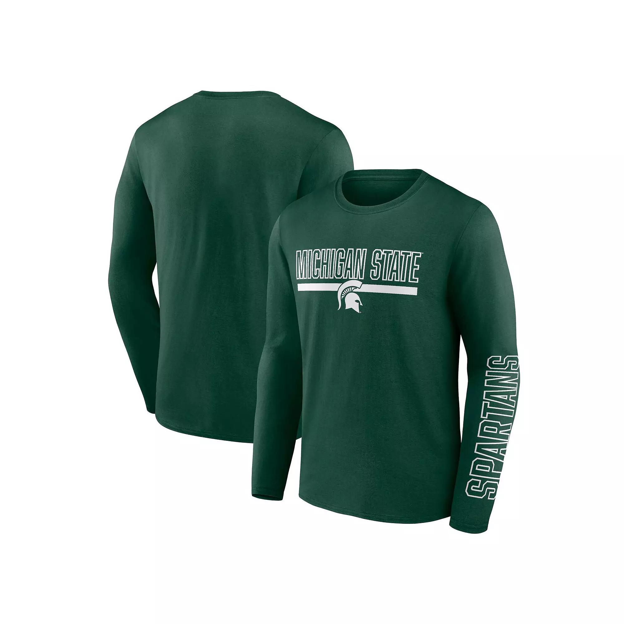 Men's Profile Green Michigan State Spartans Big & Tall Two-Hit Graphic Long Sleeve T-Shirt, Size: 2XB Product Image
