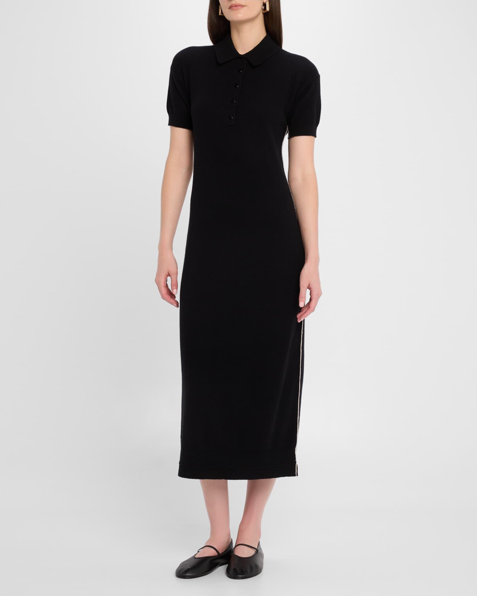 Short-Sleeve Cashmere Knit Midi Polo Dress Product Image