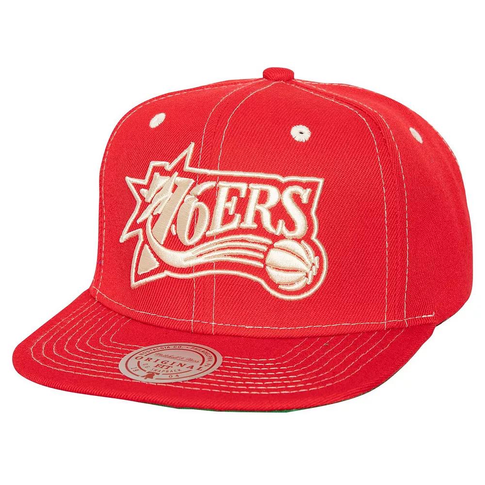 Men's Mitchell & Ness Red Philadelphia 76ers Energy Contrast Snapback Hat, 76r Red Product Image