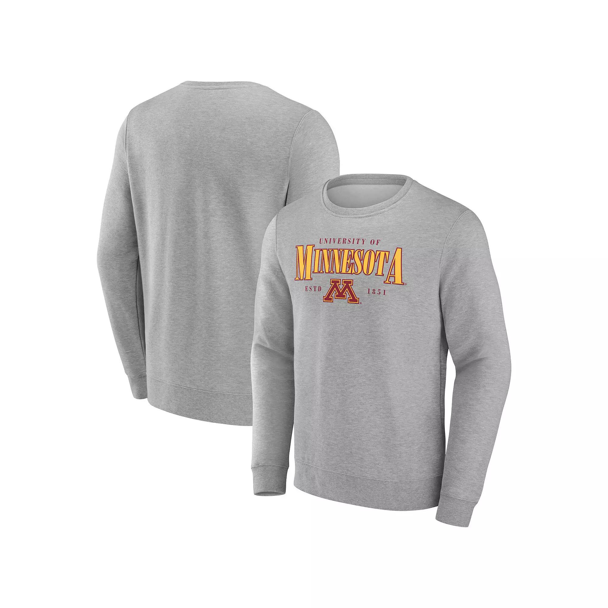 Men's Fanatics Gray Minnesota Golden Gophers True Classics Act Fast Fleece Pullover Sweatshirt,  Product Image
