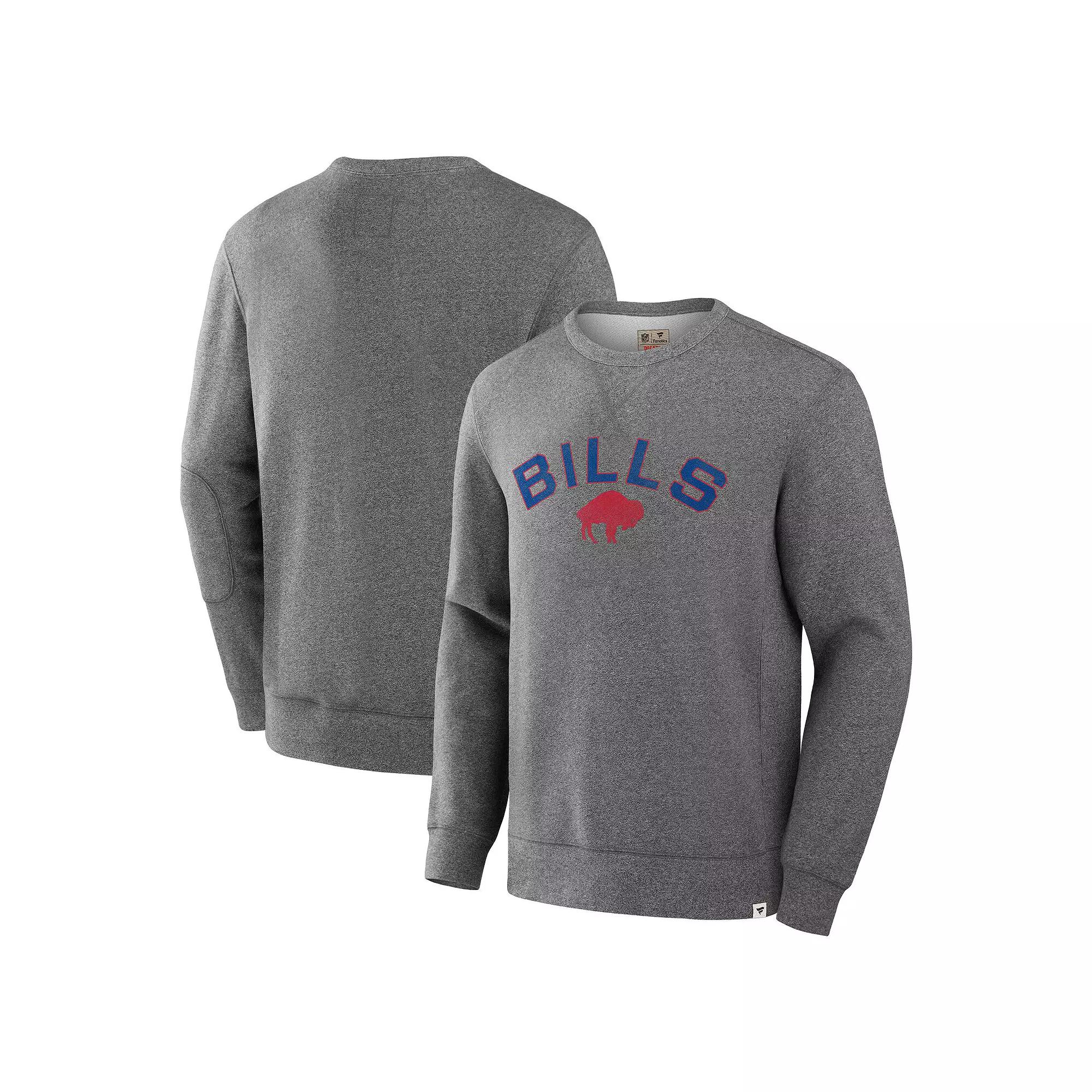 Men's Fanatics Heather Gray Buffalo Bills Loop Terry Pullover Sweatshirt,  Product Image