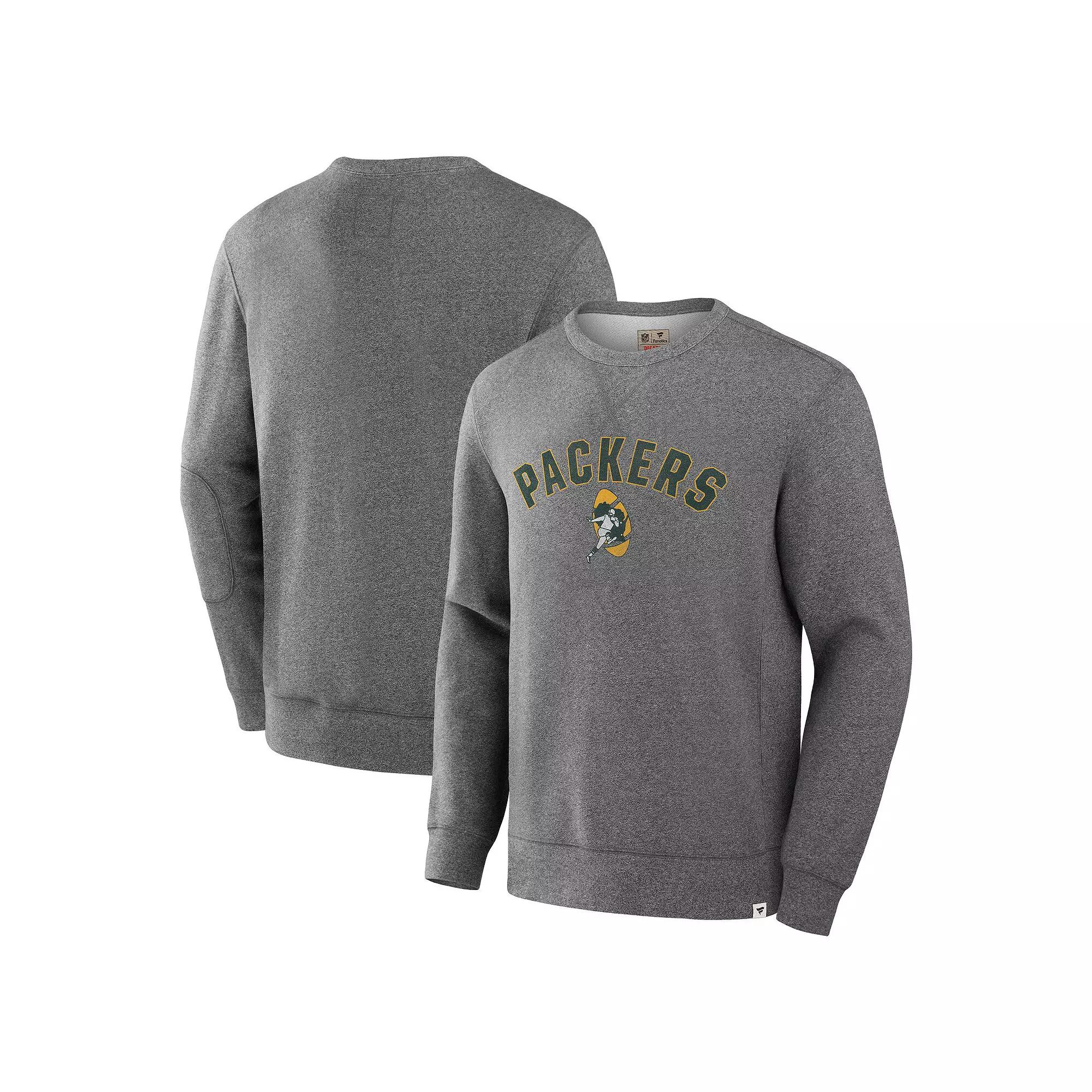 Men's Fanatics  Heather Gray Green Bay Packers Loop Terry Pullover Sweatshirt, Size: Medium, Grey Product Image