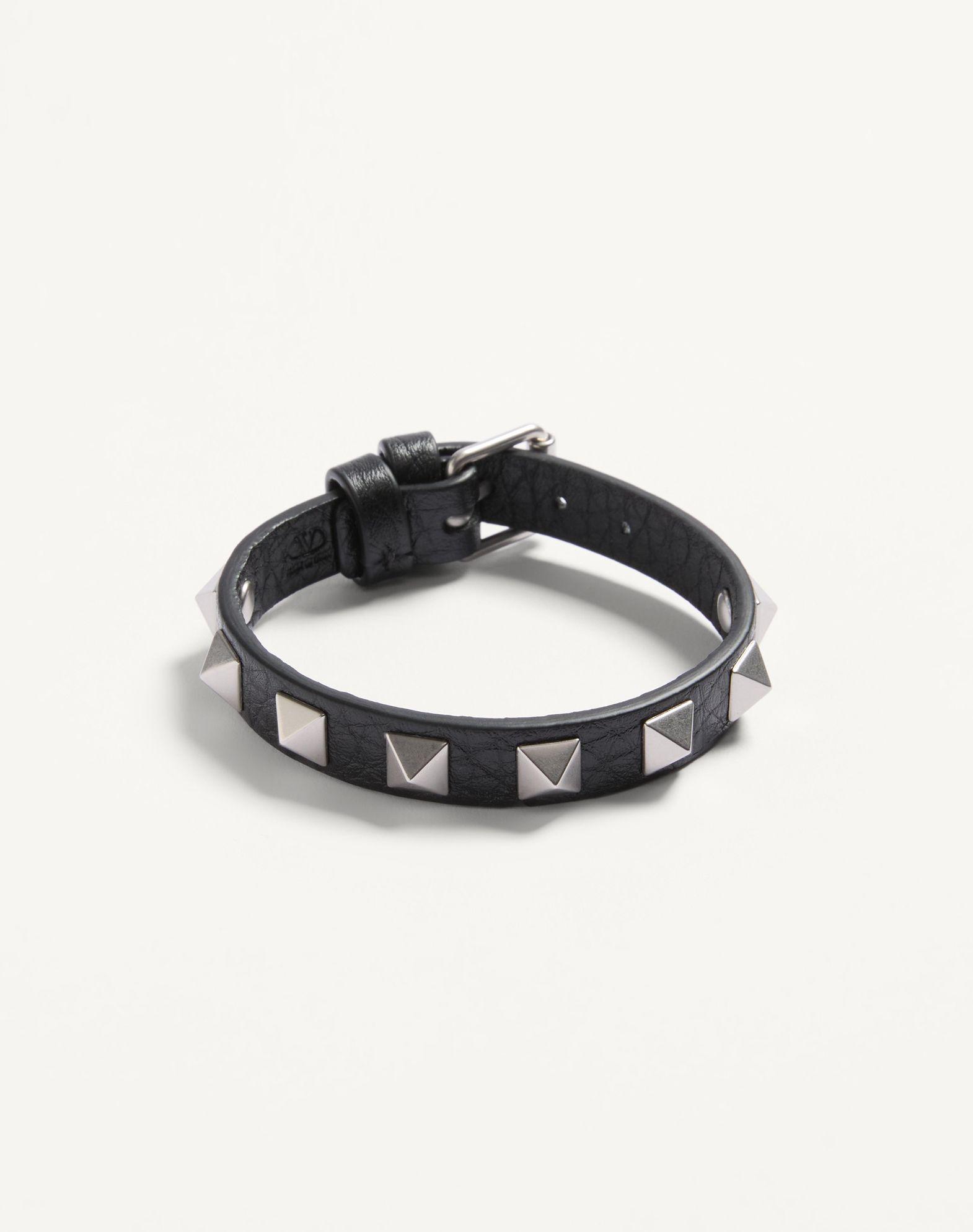 Rockstud Leather Bracelet With Ruthenium Studs Product Image