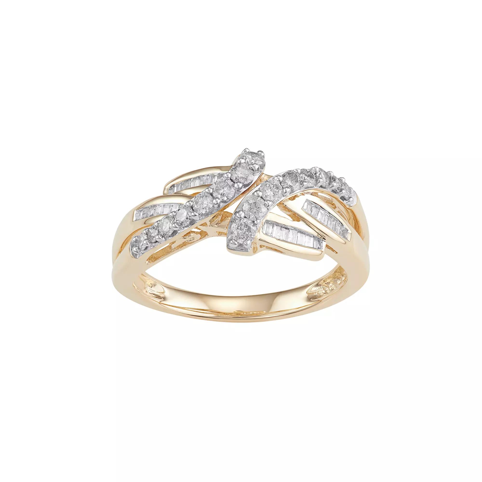 10k Gold 1/2 Carat T.W. Diamond Swirl Ring, Women's, Size: 5, White Product Image