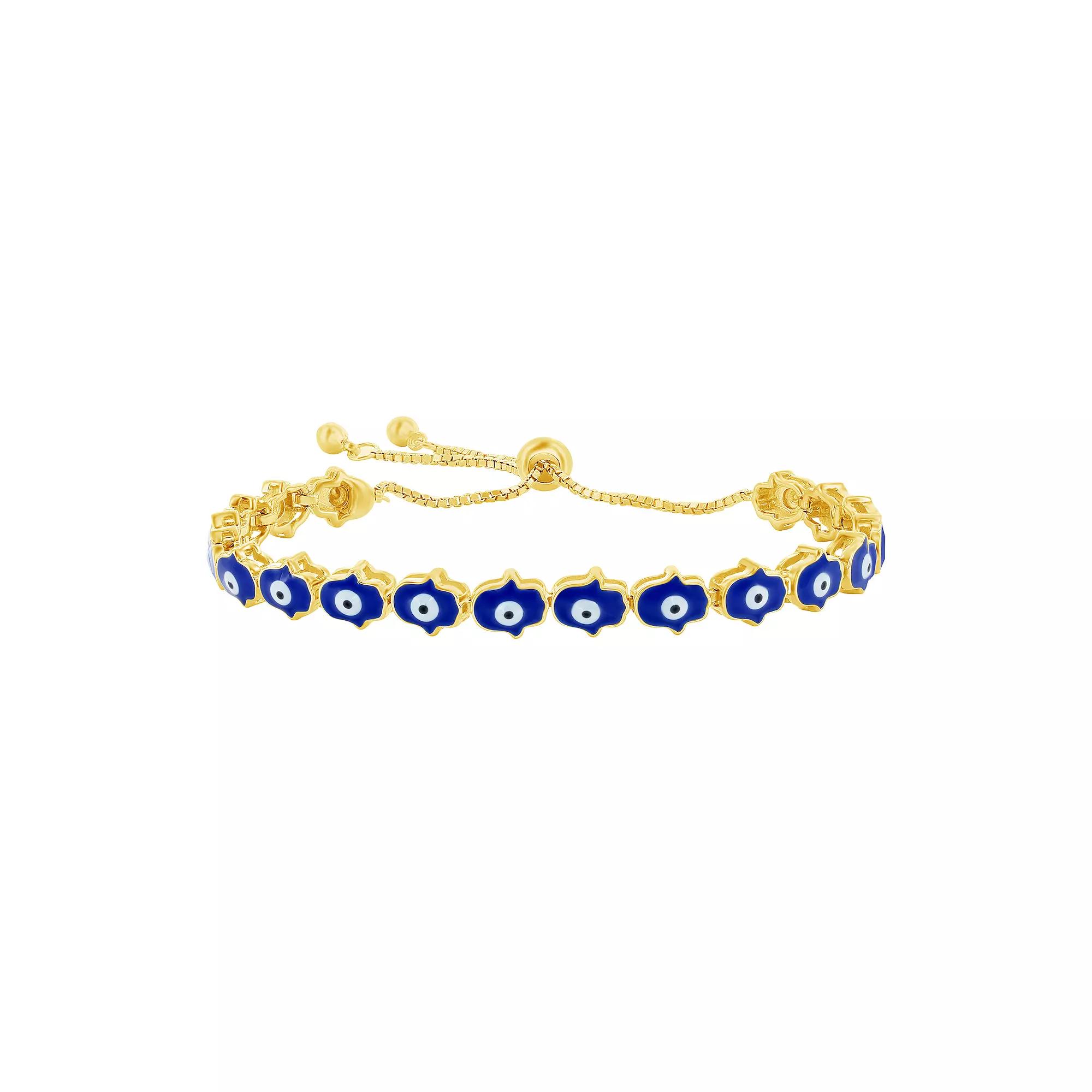 Argento Bella Sterling Silver Blue Enamel Evil Eye Hamsa Bracelet, Women's,  Product Image