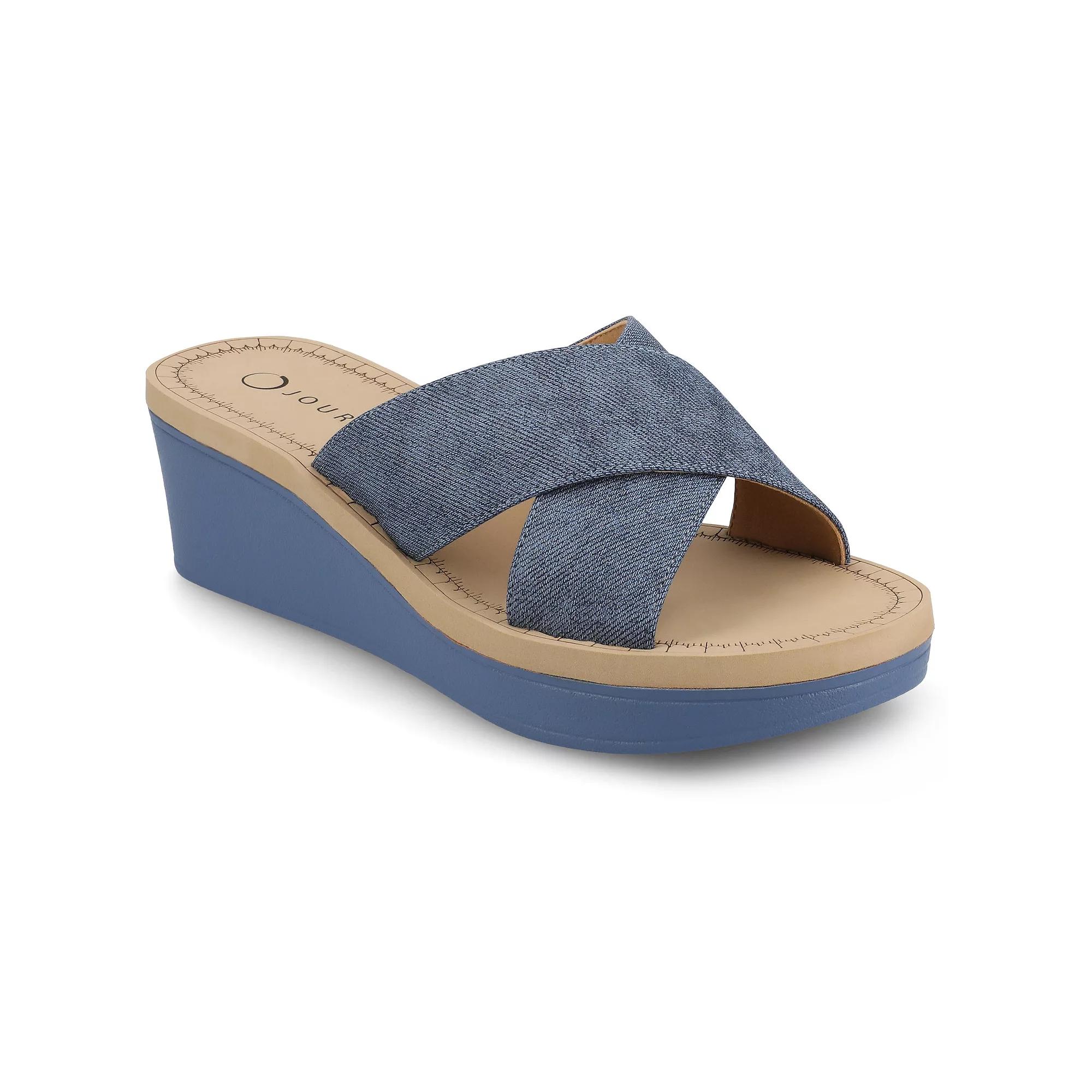 Journee Biara Women's Slip On Platform Wedge Sandals,  Product Image