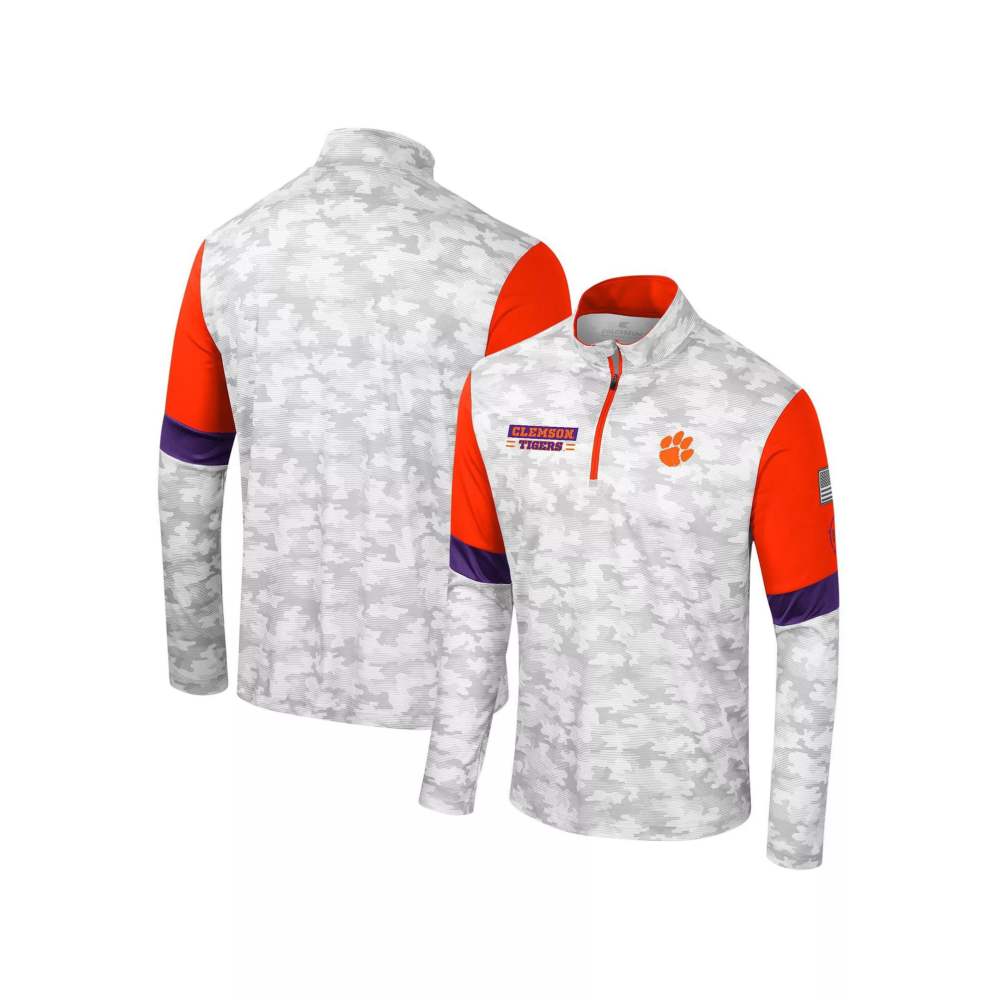 Men's Colosseum  Camo Clemson Tigers OHT Military Appreciation Tomahawk Quarter-Zip Windshirt, Size: Large, Green Product Image