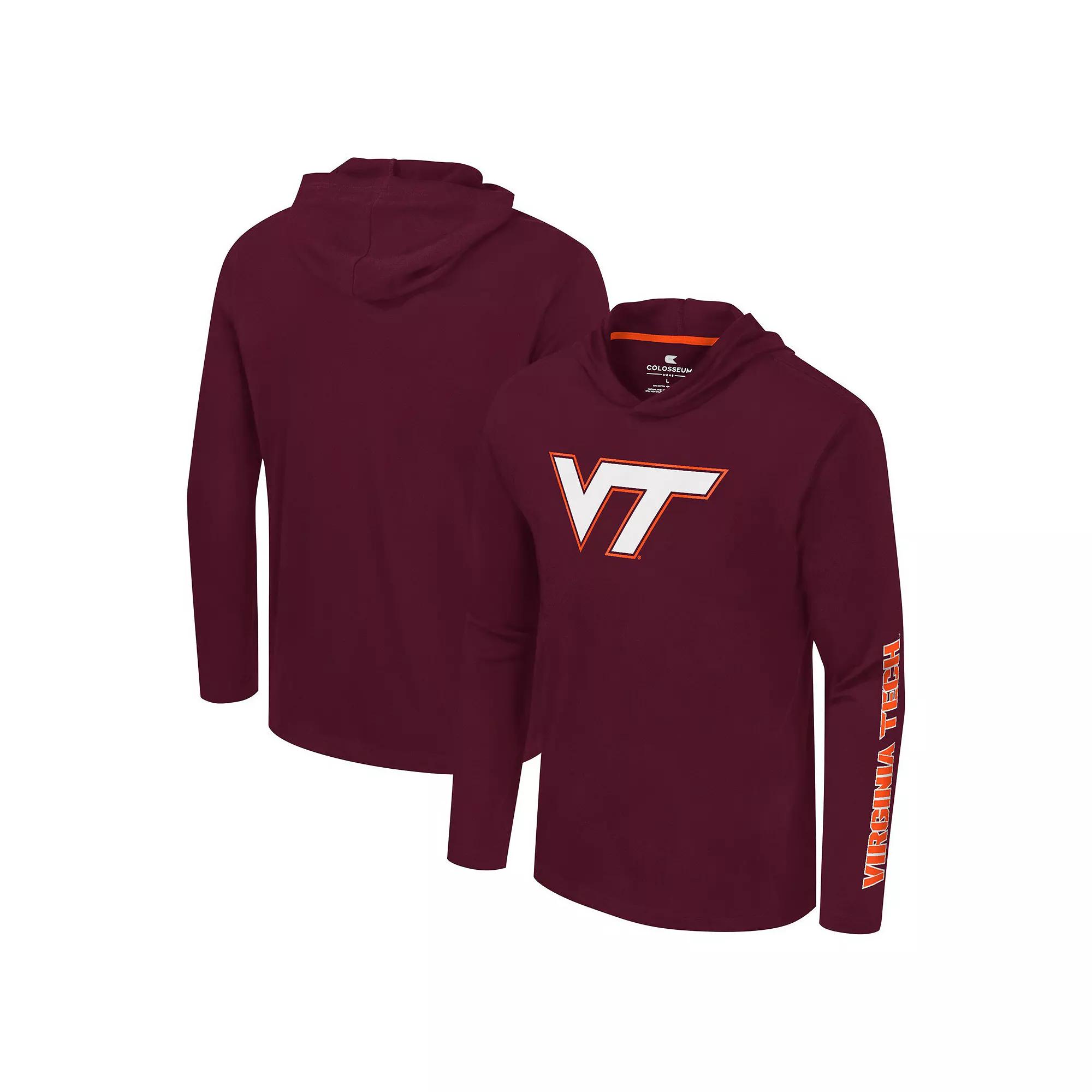 Men's Colosseum Maroon Virginia Tech Hokies Logo Lockup Active Blend Long Sleeve  T-Shirt Hoodie, Size: XL, Red Product Image
