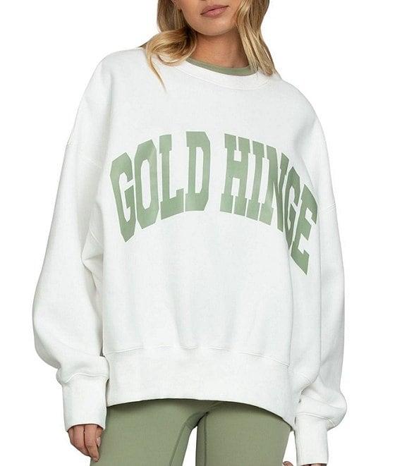 GOLD HINGE Coordinating Wide Arm Crew Neck Long Sleeve Logo Sweatshirt Product Image