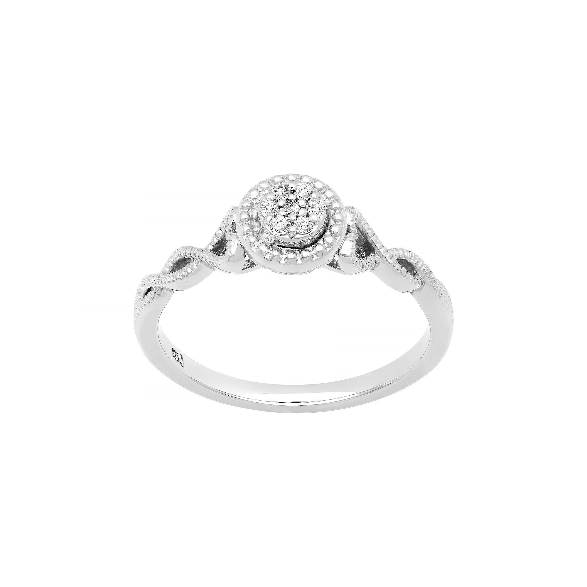Love Always Sterling Silver Diamond-Accent Halo Twist Promise Ring, Women's, Size: 9 Product Image