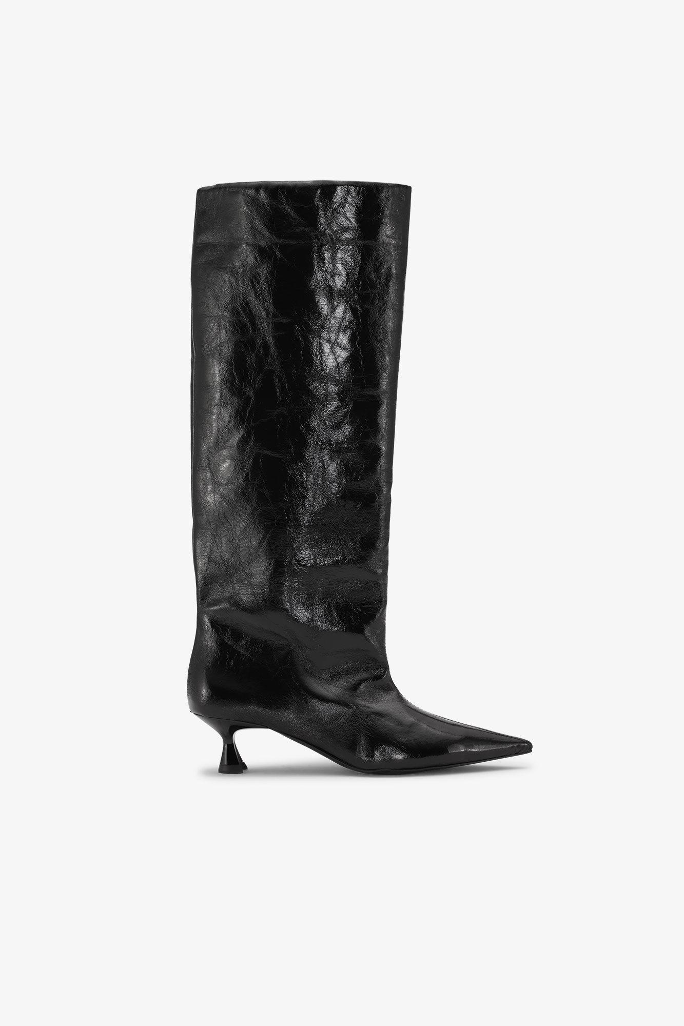 Black Soft Slouchy High Shaft Boots Product Image