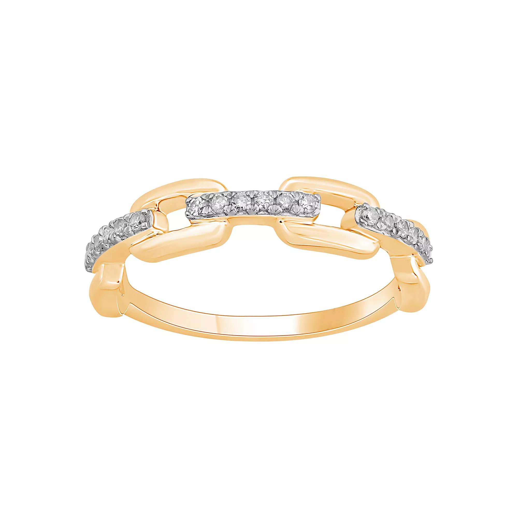 10k Gold 1/8 Carat T.W. Diamond Quadruple Paper Clip Ring, Women's, Size: 6 Product Image