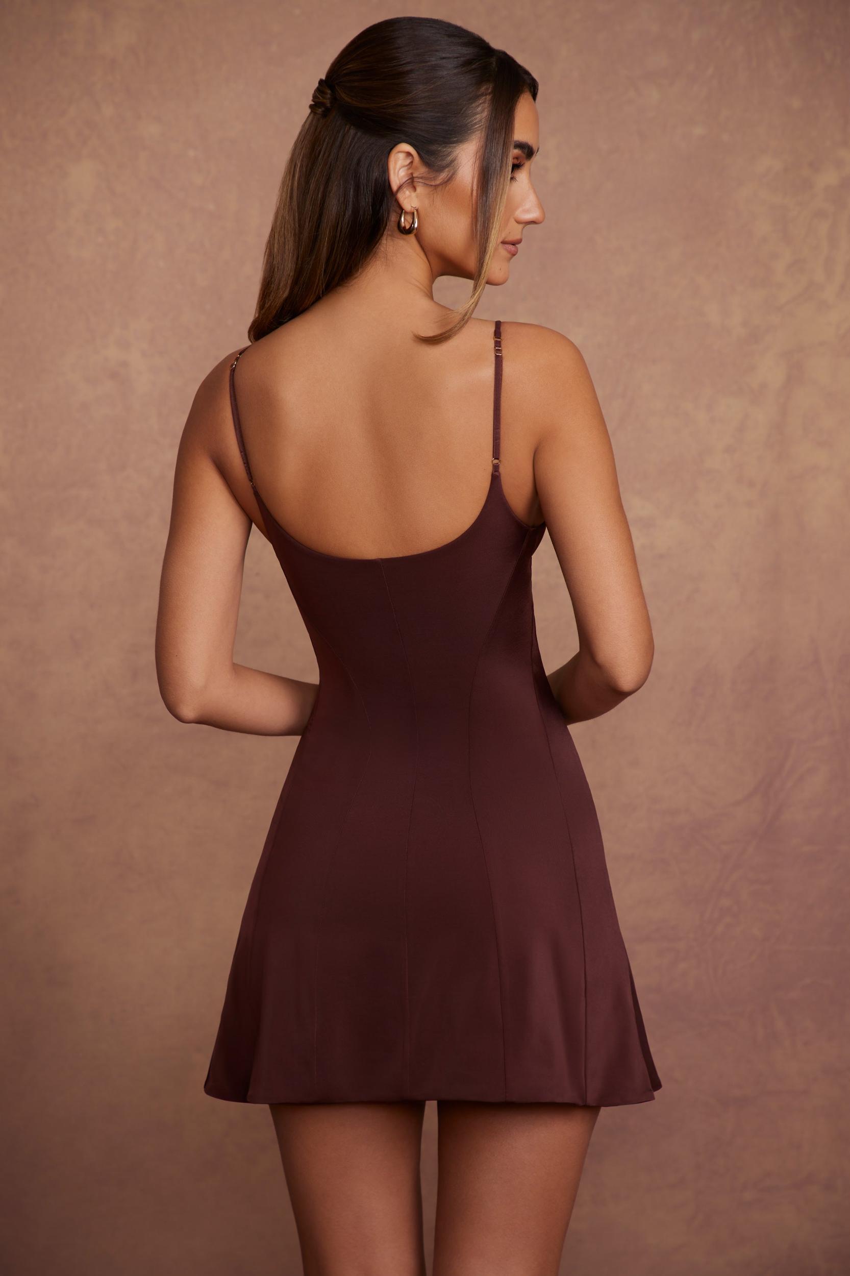 Triangle Cup A-Line Mini Dress in Brown Product Image