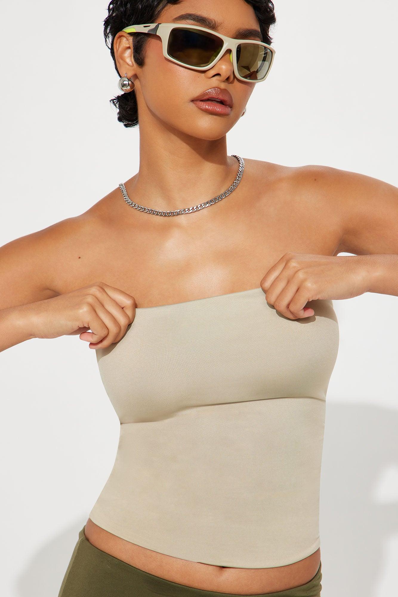 Contour Double Lined Tube Top - Stone Female Product Image