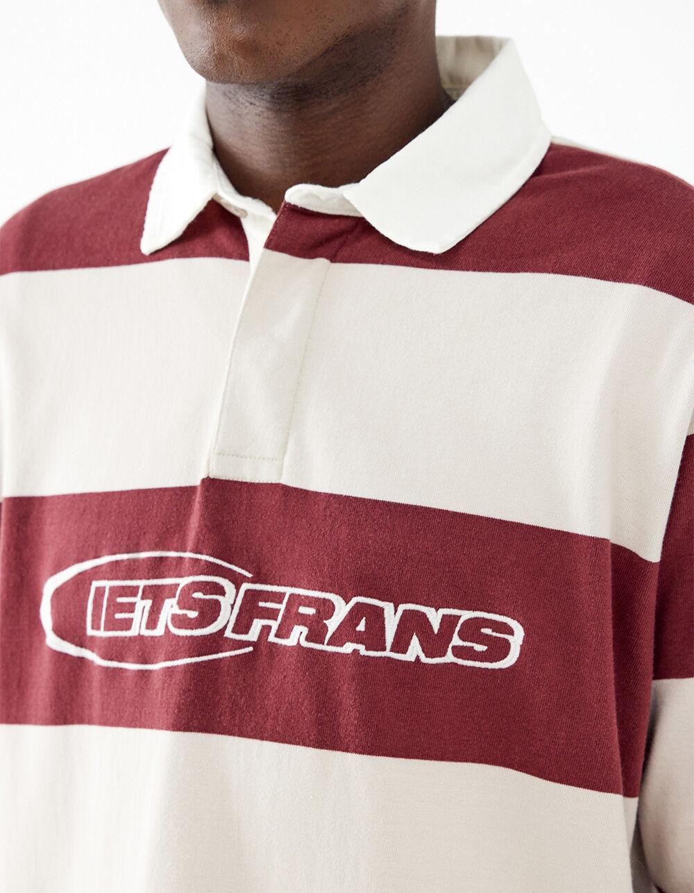 IETS FRANS Stripe Mens Long Sleeve Rugby Shirt - BURGUNDY Product Image