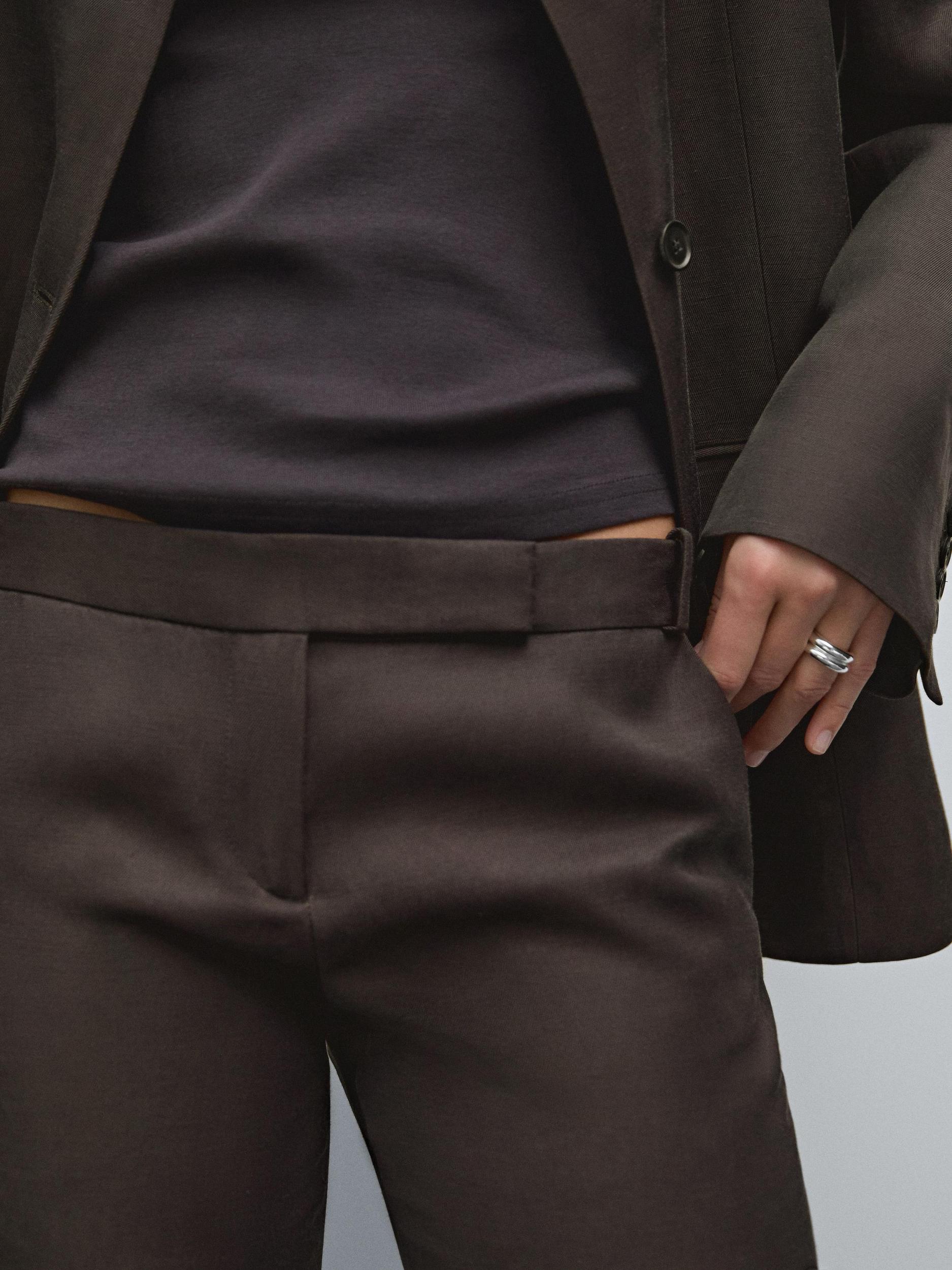 Straight fit linen blend trousers Product Image