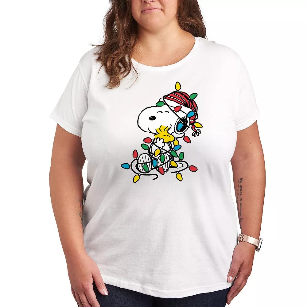 Plus Peanuts Christmas Lights Graphic Tee, Women's,  Product Image