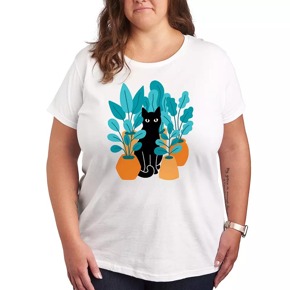 Plus Black Cat Plants Graphic Tee, Women's,  Product Image