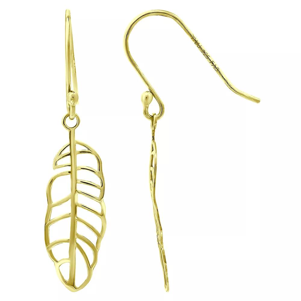Aleure Precioso Feather Drop Fishhook Earrings, Women's, Gold Tone Product Image