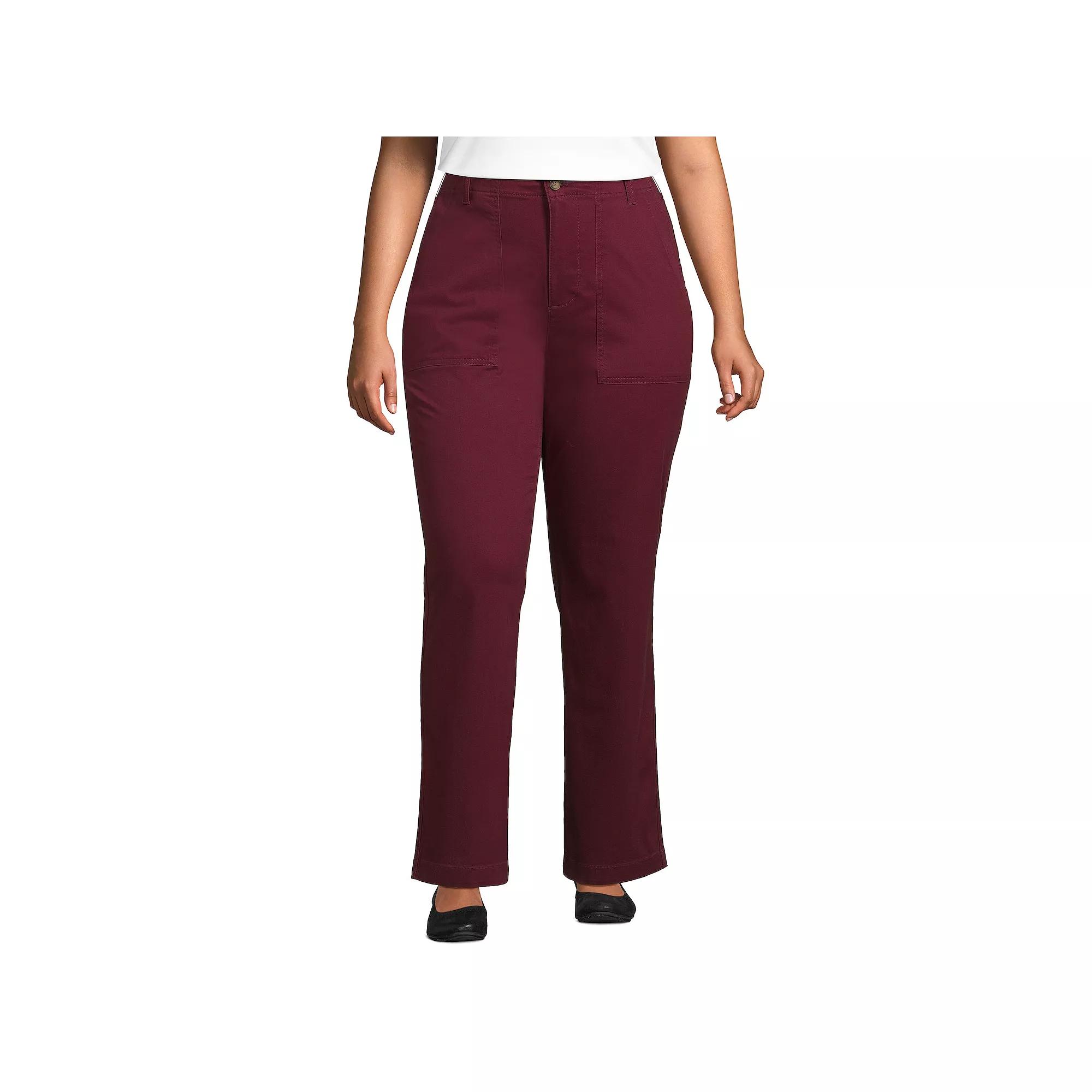 Plus Size Lands' End High-Rise Chino Utility Straight Leg Pants, Women's, Size: 16 W, Estate Green Product Image