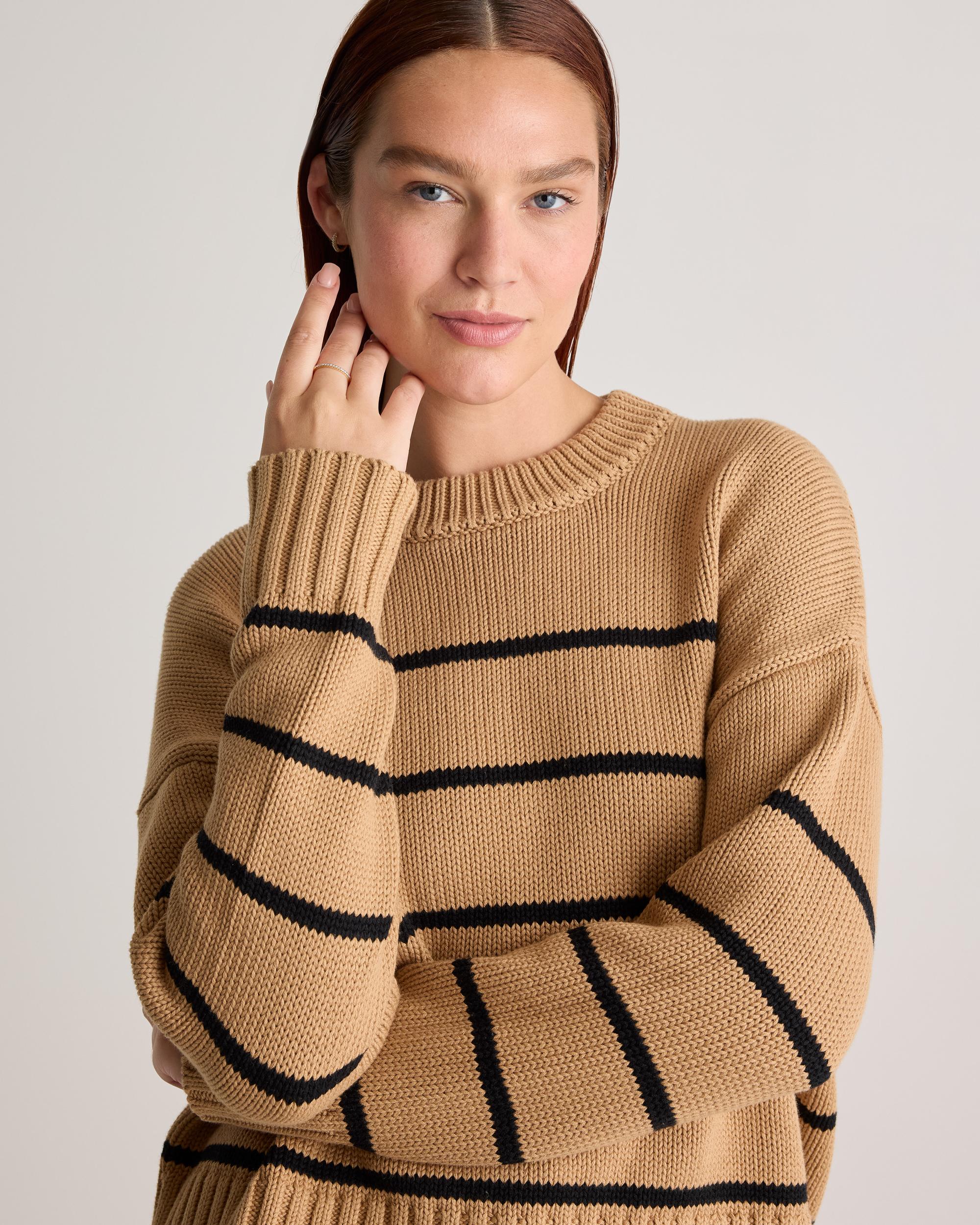 Quince | Women's Striped Crew Sweater Size XL, Organic Cotton Product Image