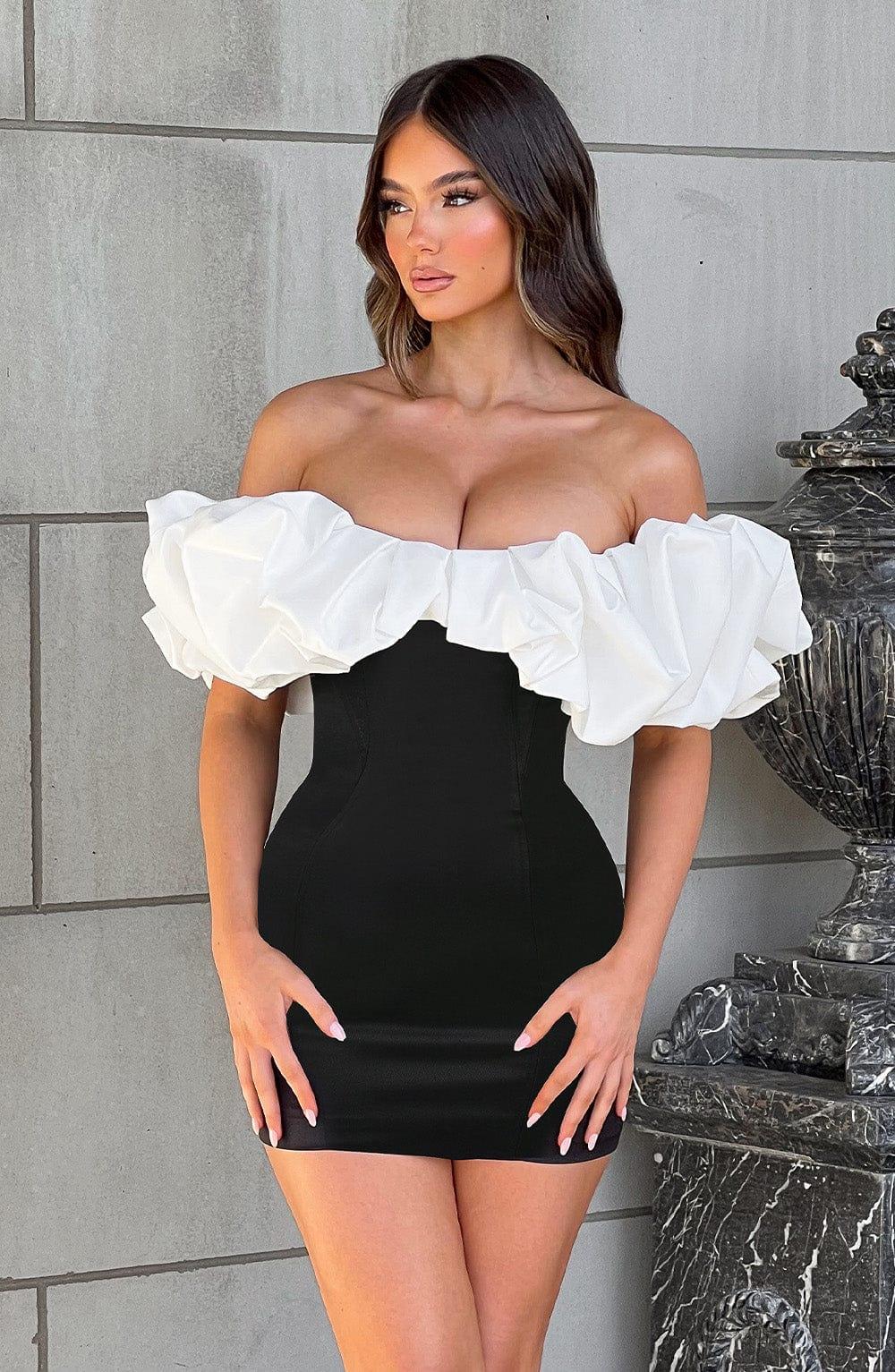 Allie Mini Dress - Black/White Product Image