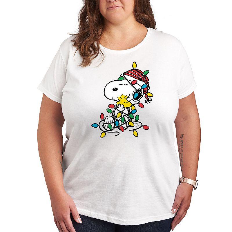 Plus Peanuts Christmas Lights Graphic Tee, Women's,  Product Image