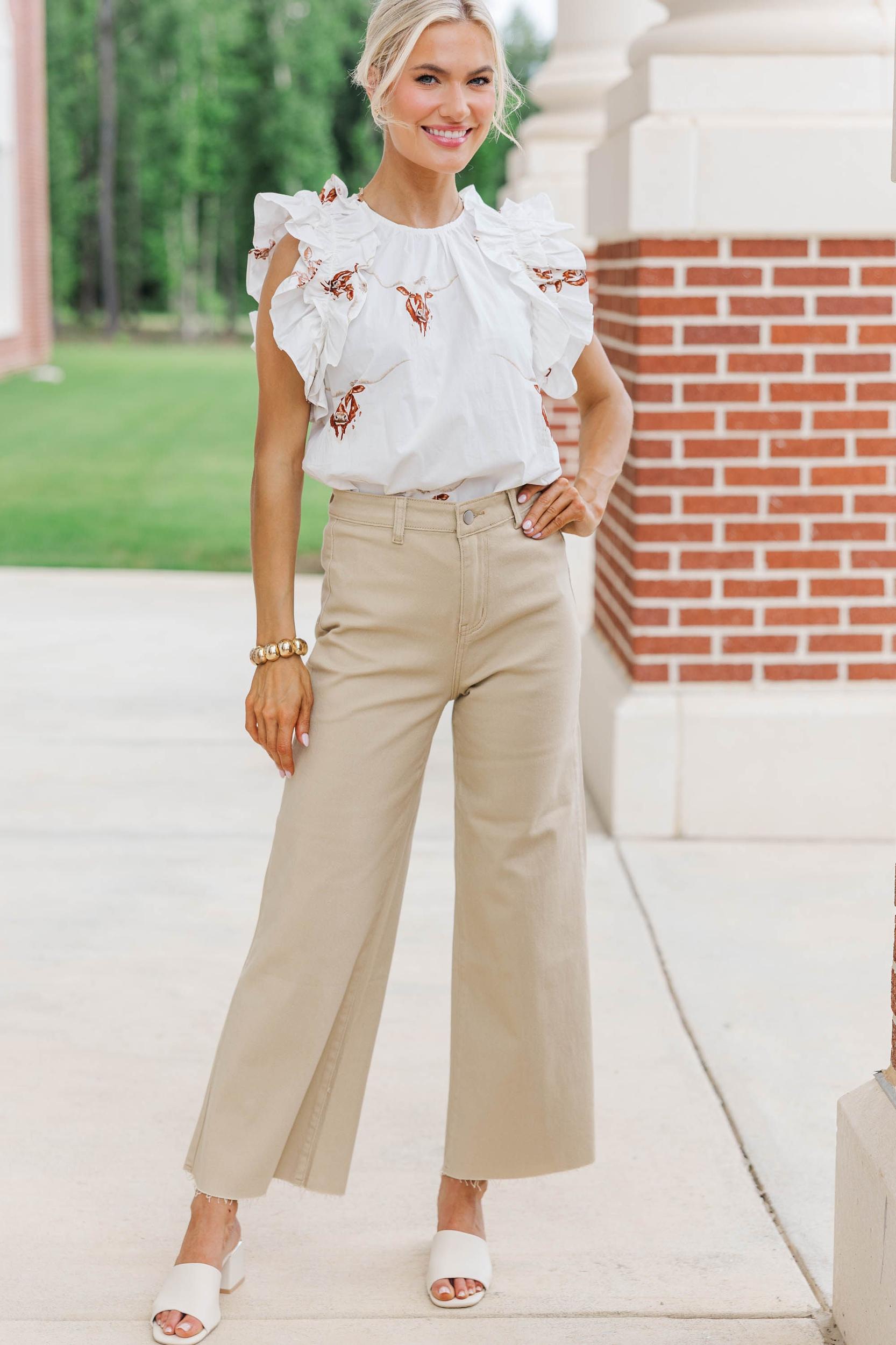 Listen To Your Heart White Longhorn Ruffled Blouse Female Product Image