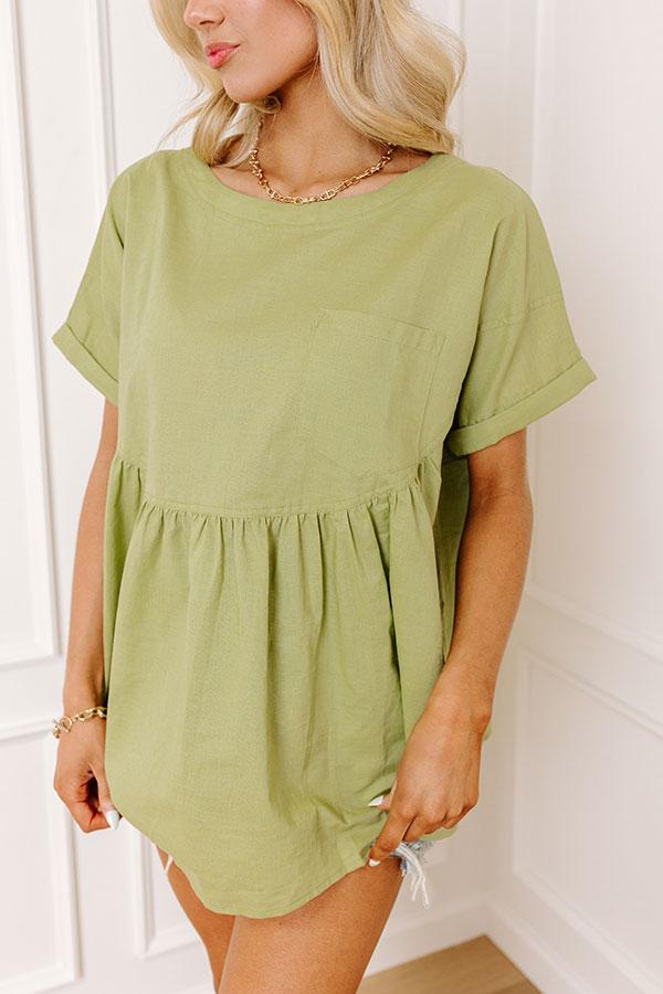 Greek Isles Linen-Blend Babydoll Top In Pear Product Image