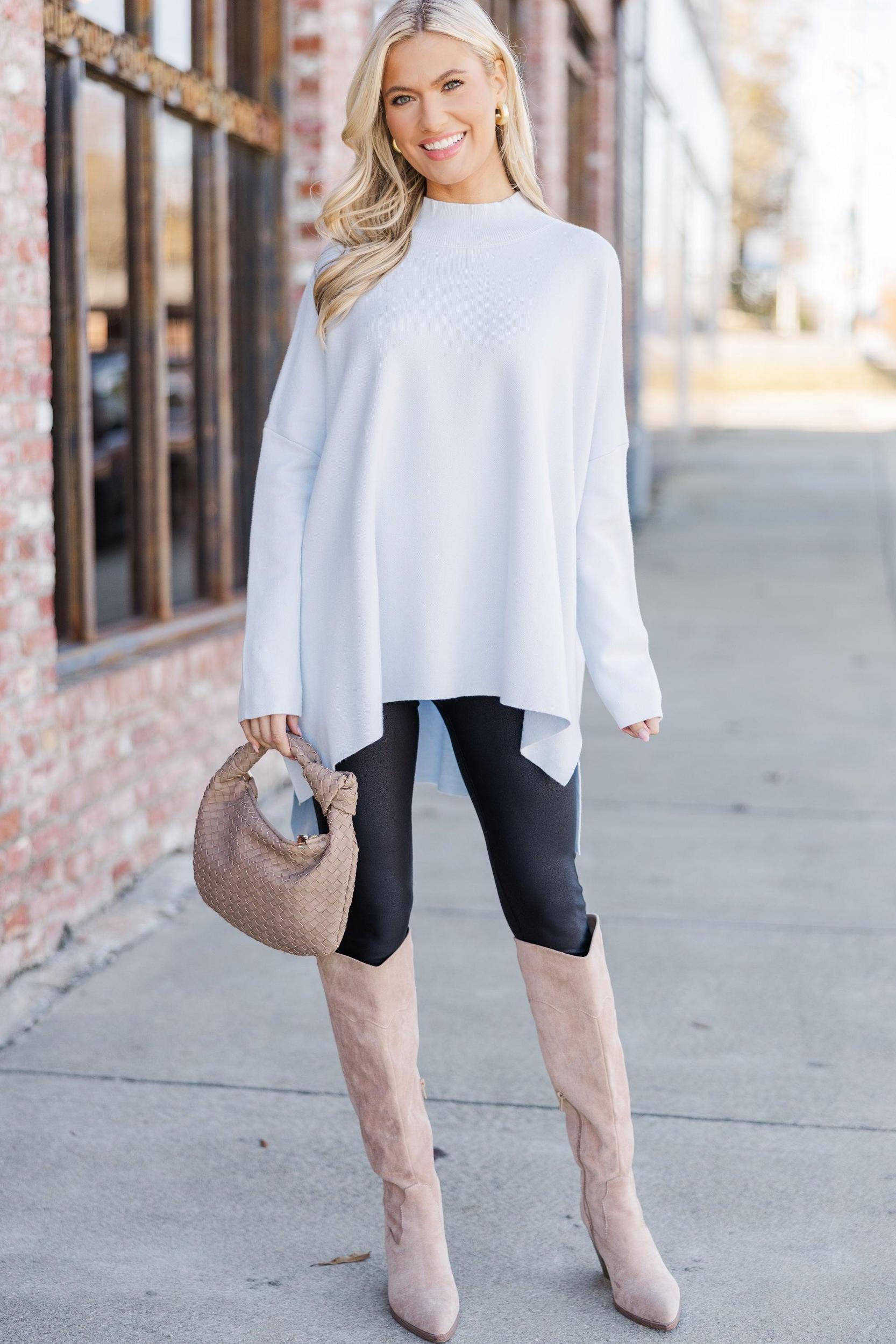 Going With You Light Blue Mock Neck Sweater Female Product Image