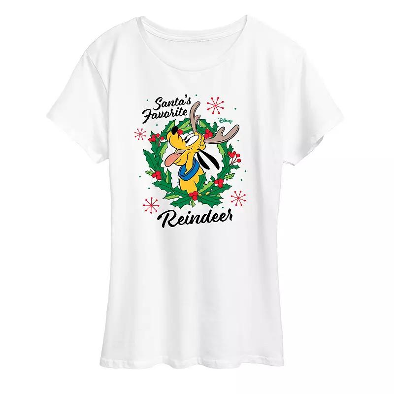 Disney's Pluto Women's "Santa's Favorite Reindeer" Christmas Graphic Tee, Girl's,  Product Image