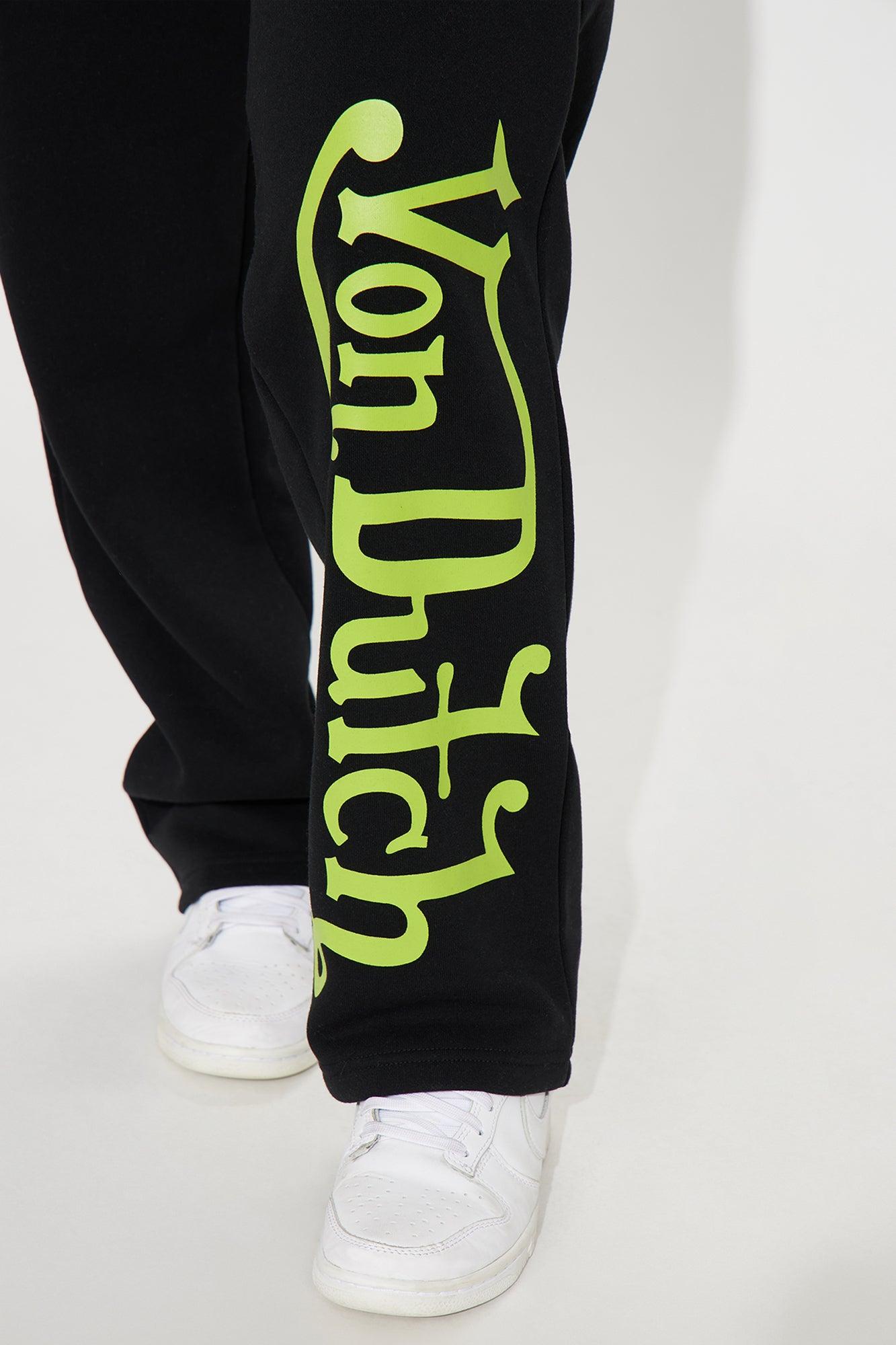 Von Dutch Wide Leg Pant - Black/Green Product Image